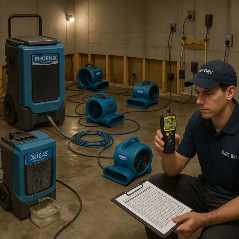 Structural Drying and Dehumidification process in King County, TX